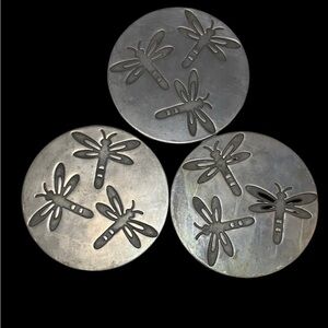 Copco Vintage Silver Metal Dragonfly Trivet or Wall Decor Set of 3.